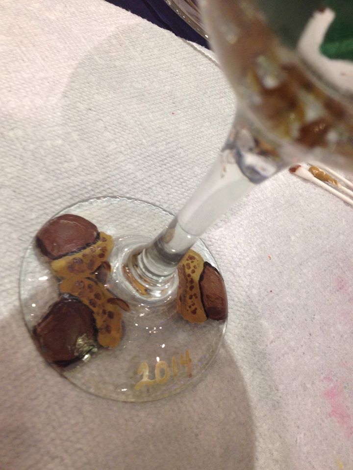 painted wine glass acorns