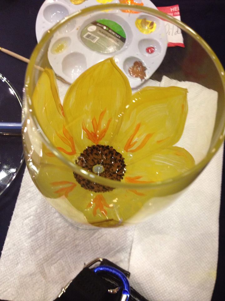 painted wine glass sunflower
