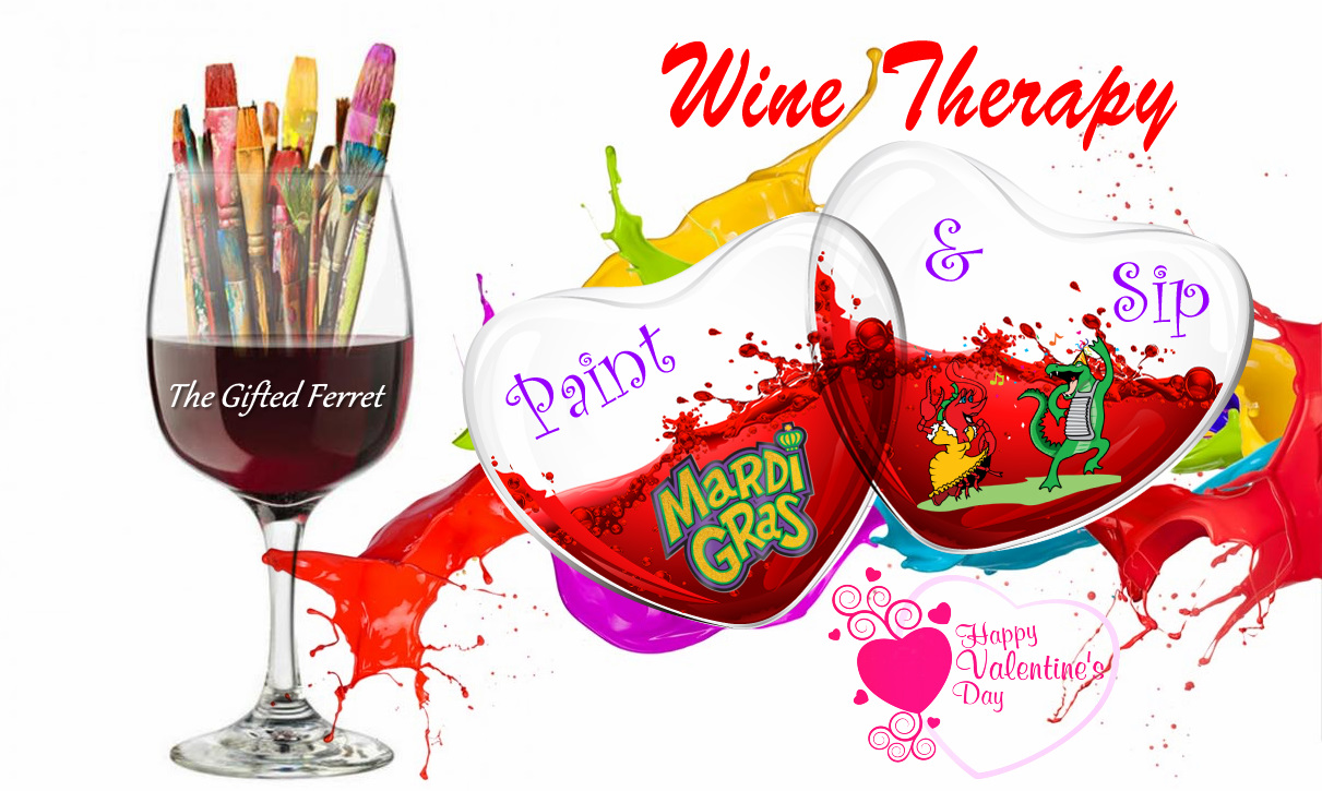 Valentine's / Mardi Gras Wine Therapy's Sip & Paint